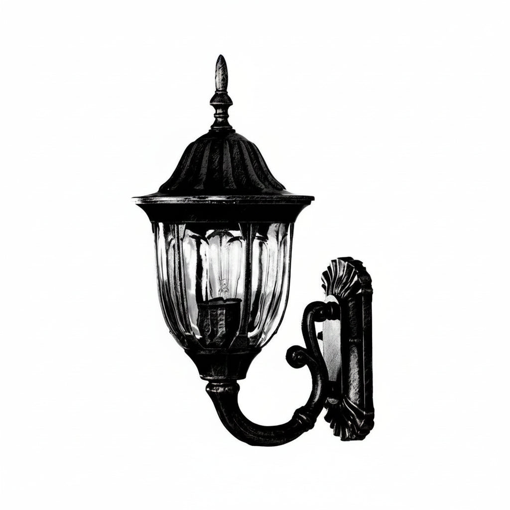 Aive Scrolled Arm Lantern Outdoor Wall Light Black | Celestre