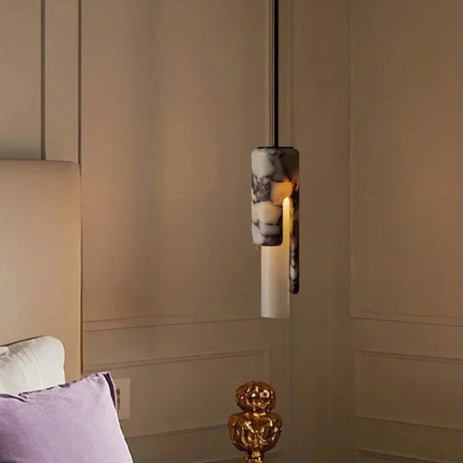 Glem Cylindrical Long Marble Pendant Light | Celestre