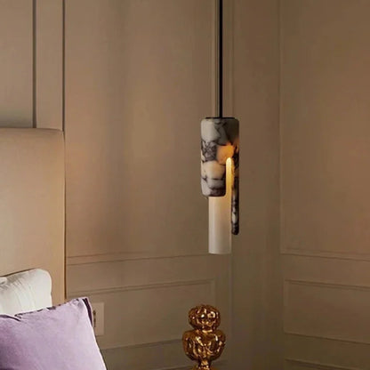 Glem Cylindrical Long Marble Pendant Light | Celestre