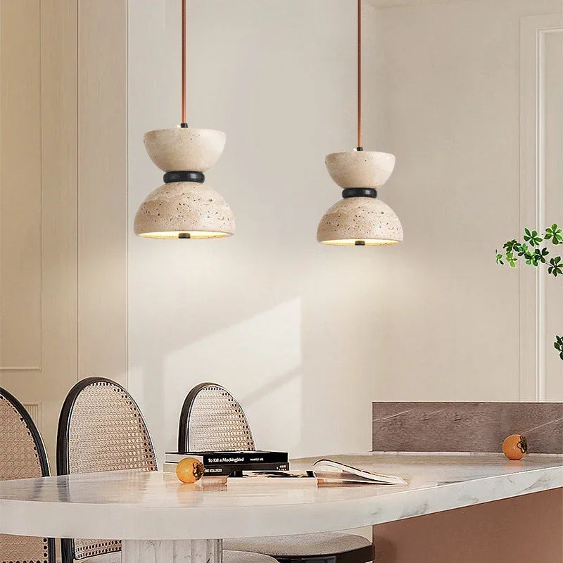 Luxa Travertine Hourglass Pendant Light | Celestre