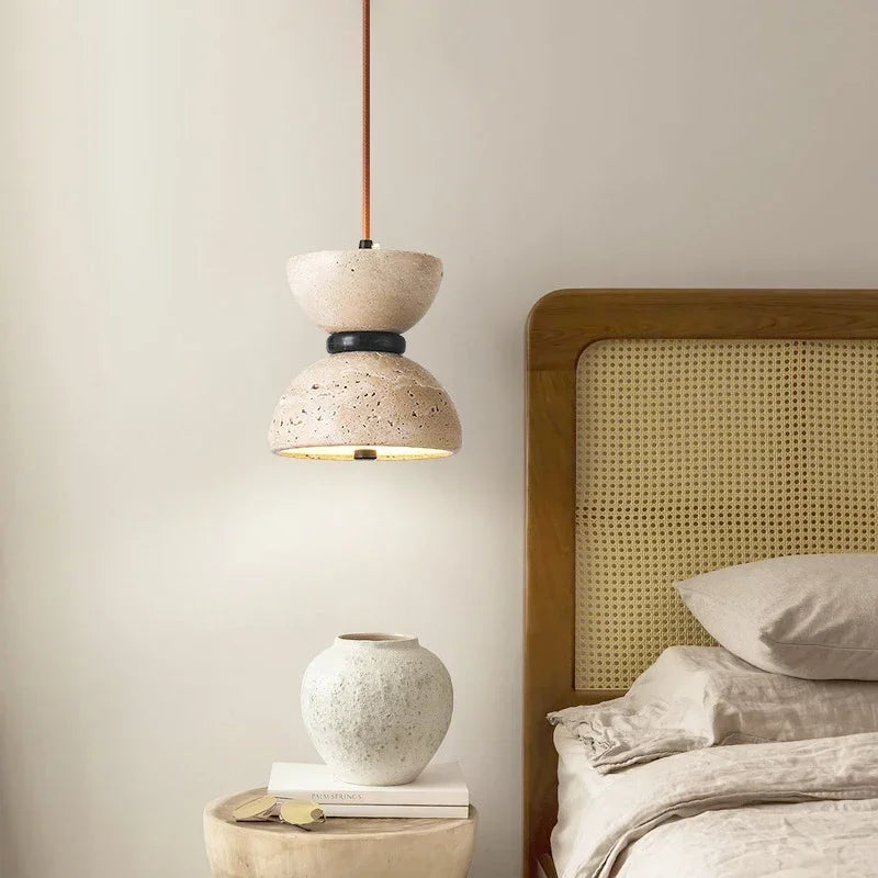 Luxa Travertine Hourglass Pendant Light | Celestre