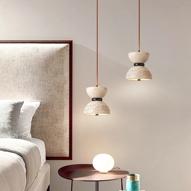 Luxa Travertine Hourglass Pendant Light | Celestre