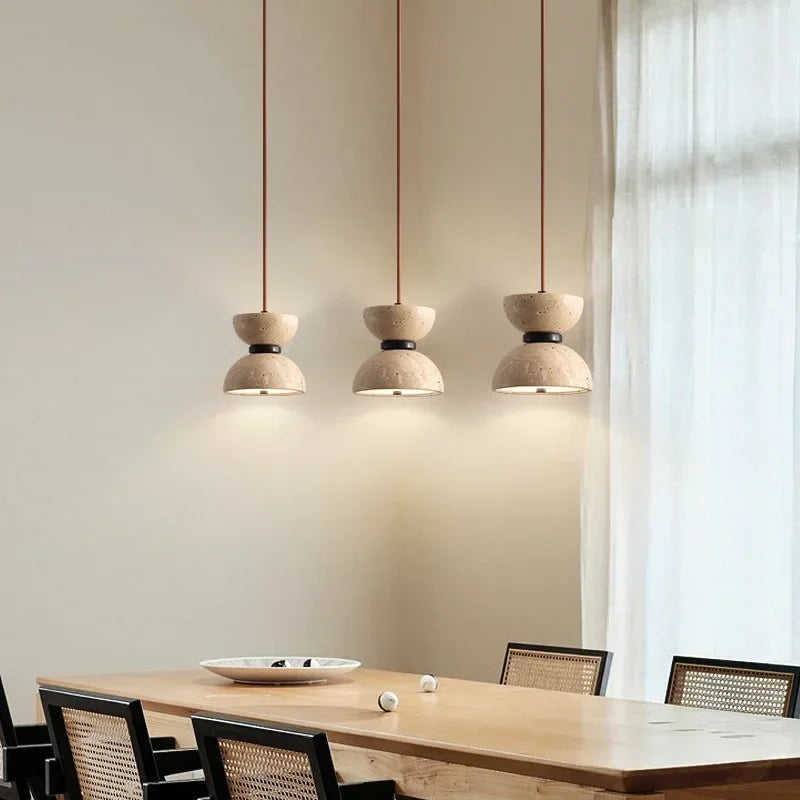 Luxa Travertine Hourglass Pendant Light | Modern Wabi Sabi Half Sphere ...