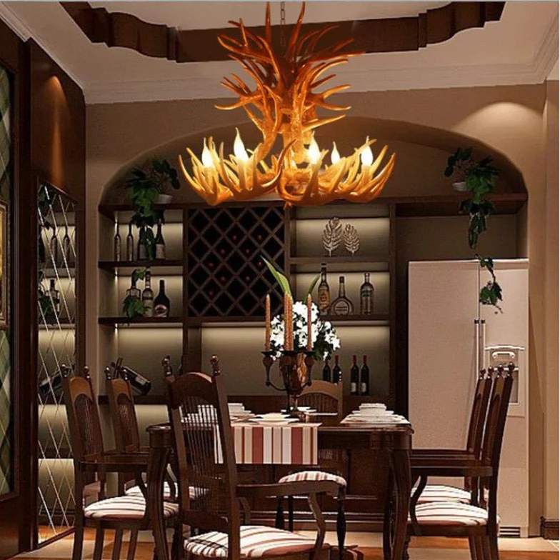 Ovle Retro Deer Antlers Candle Chandelier 65x40cm 6 Heads | Celestre