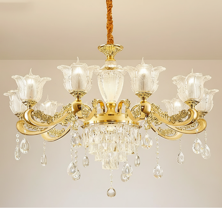 Daro Floral Tiered Crystal Chandelier 10 Heads | Celestre