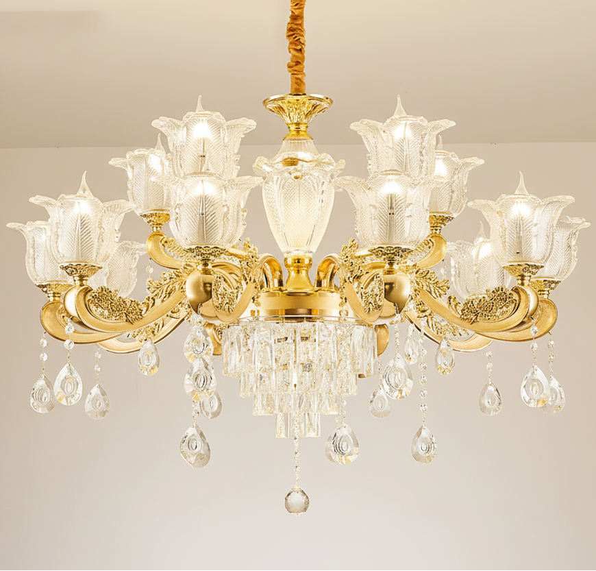 Daro Floral Tiered Crystal Chandelier 5 + 10 Heads | Celestre