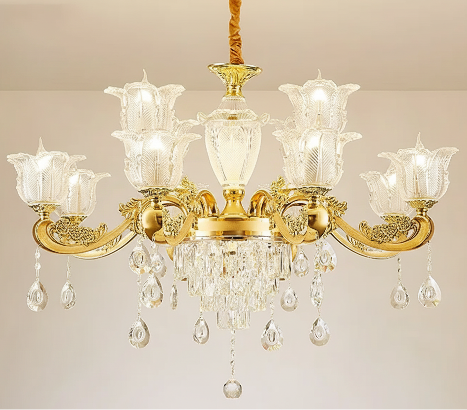 Daro Floral Tiered Crystal Chandelier 4 + 8 Heads | Celestre