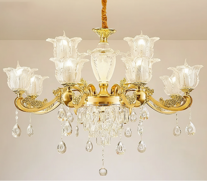 Daro Floral Tiered Crystal Chandelier 4 + 8 Heads | Celestre