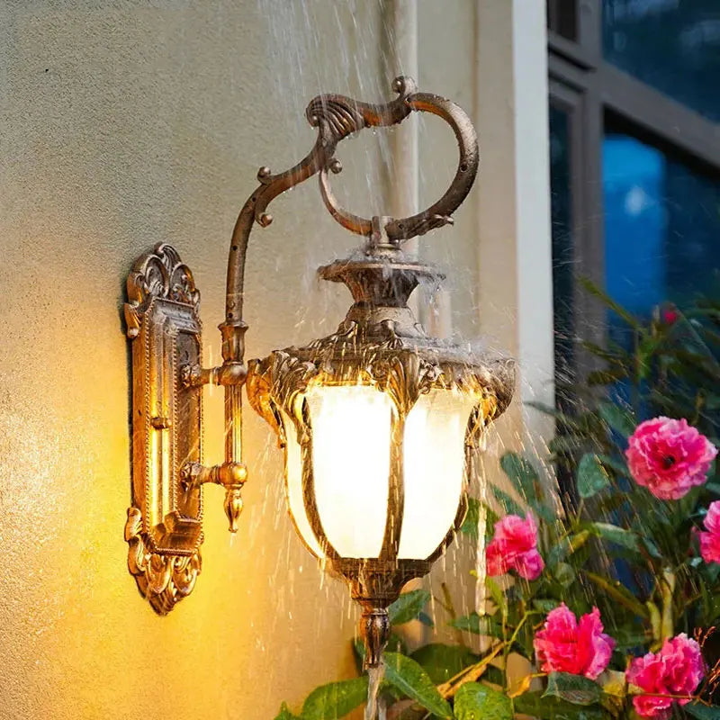 Dele Scrollwork Lantern Outdoor Wall Light Bronze | Celestre
