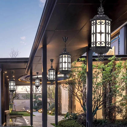 Evon Hexagonal Long Outdoor Pendant Light | Celestre