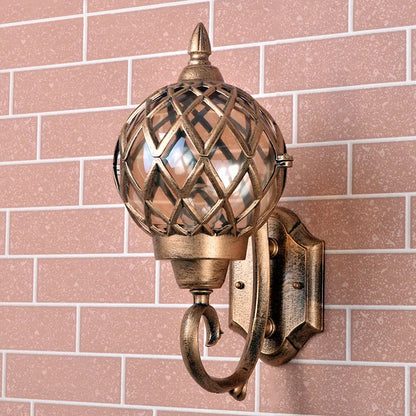 Wavo Lantern Globe Outdoor Wall Light Bronze | Celestre