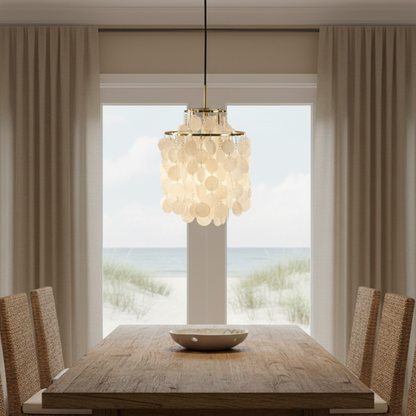 Evell Round Shell Chandelier Two Layers-D30cm Gold | Celestre