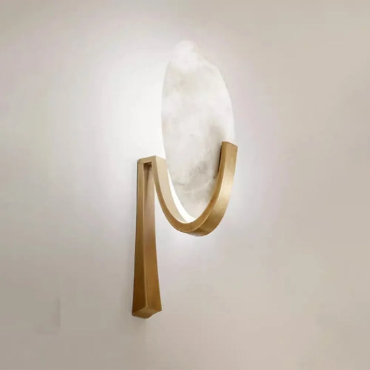 Zimu Curved Arm Alabaster Wall Light Gold | Celestre