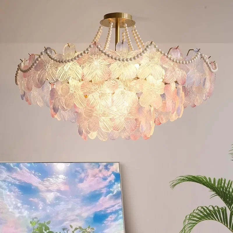 Cale Flower Glass Petal Chandelier D 80 cm x H 52 cm | Celestre