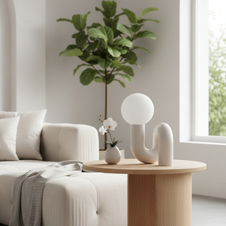 Hevel Nordic Twisted Table Lamp Ivory | Celestre