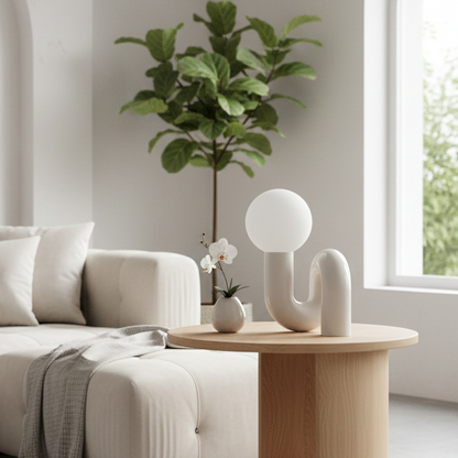 Hevel Nordic Twisted Table Lamp Ivory | Celestre