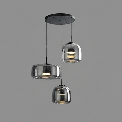 Auri Glass Pendant Light Smoky Grey 3 Head (L 2.5m x W 66cm) | Celestre