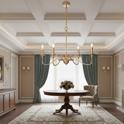 Levni Retro American Style Chandelier Gold 4 Heads | Celestre