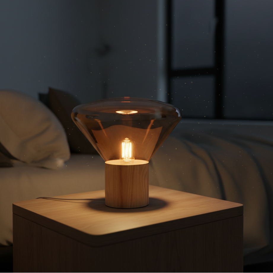 Elsen Nordic Wooden Glass Lamp Amber Small | Celestre