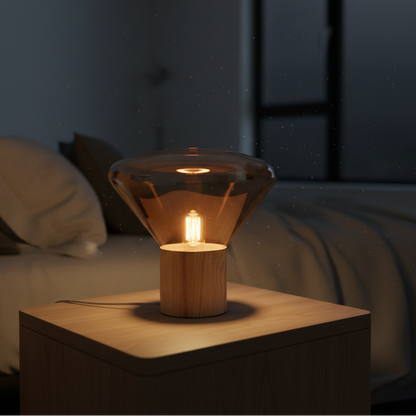 Elsen Nordic Wooden Glass Lamp Amber Small | Celestre