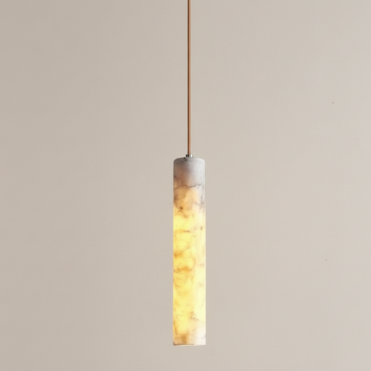 Olri Alabaster Cylindrical Pendant Light 25cm Single Head | Celestre