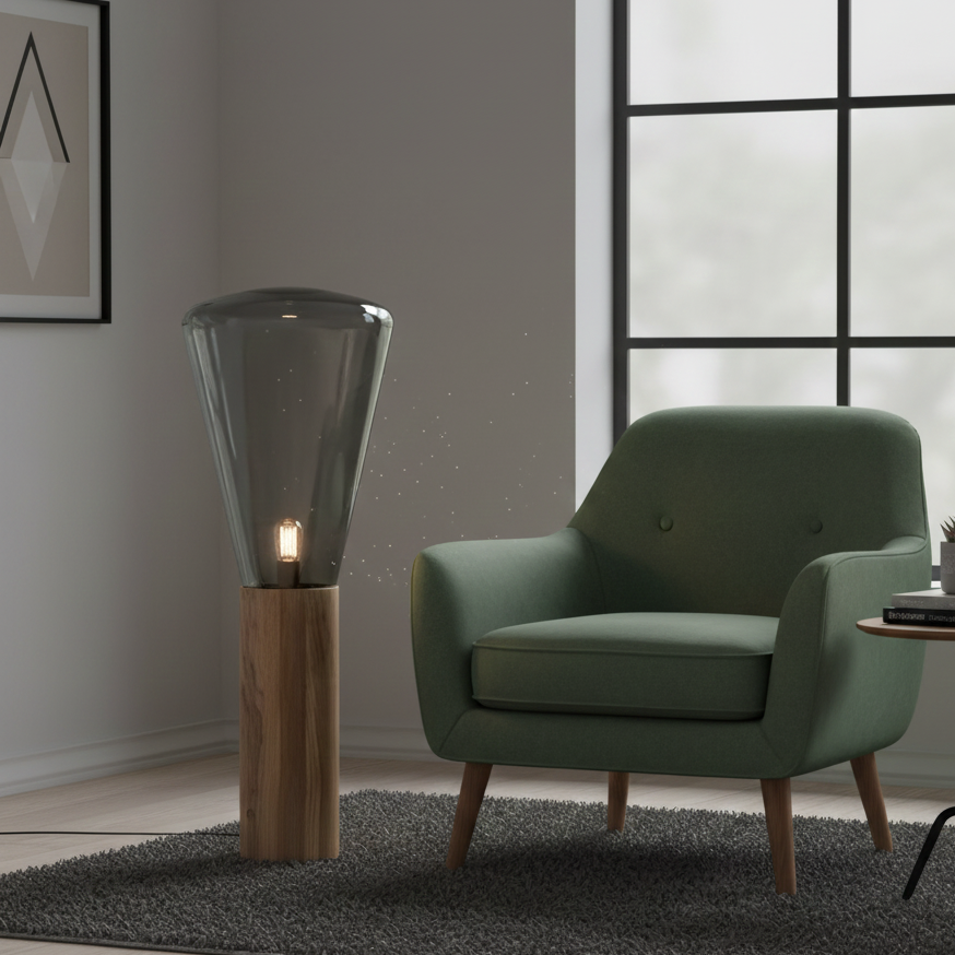 Elsen Nordic Wooden Glass Lamp Smoky Gray Large | Celestre