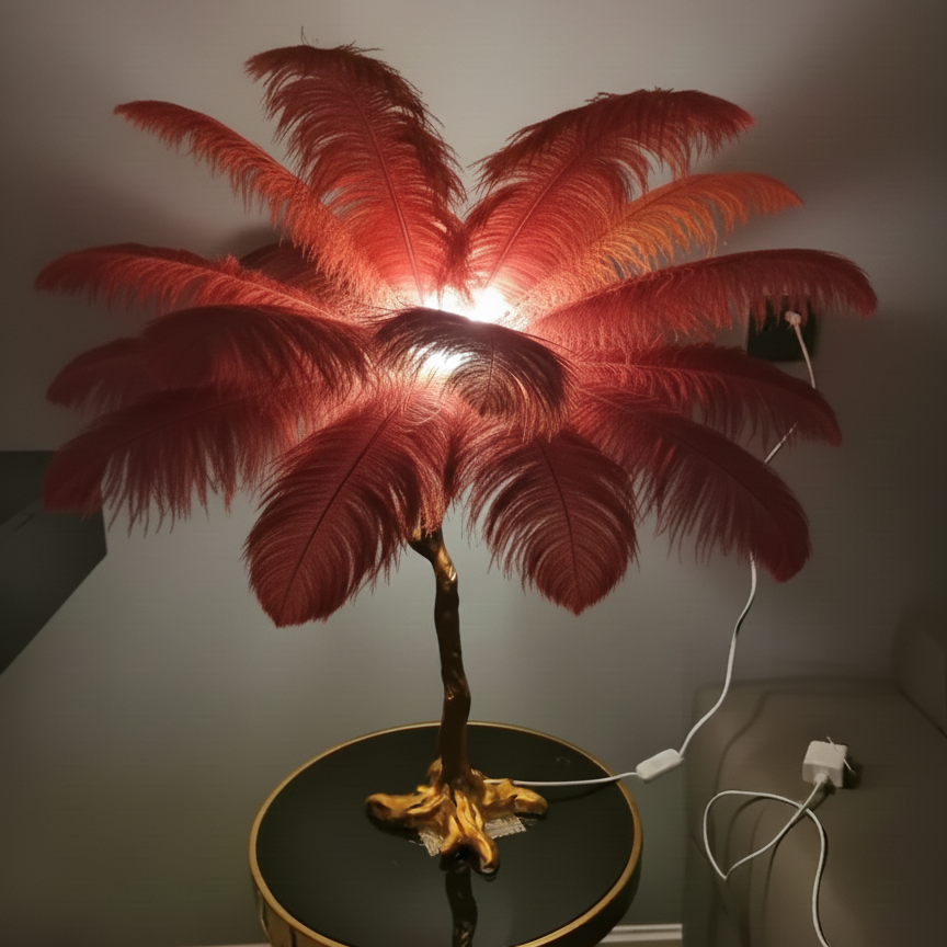 Virel Feather Floor Lamp Red H80 cm-25 Feathers | Celestre