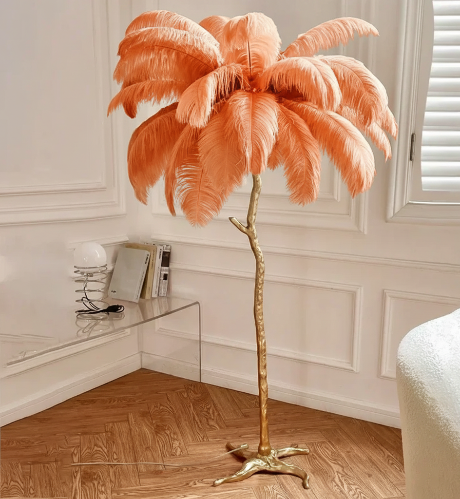 Virel Feather Floor Lamp Orange | Celestre
