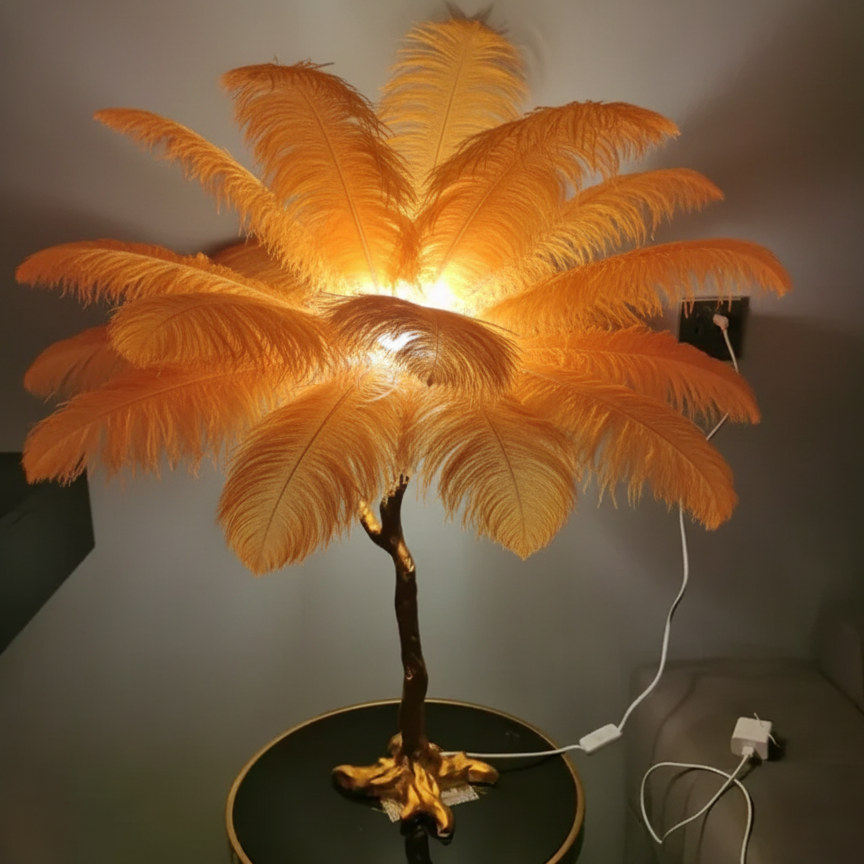 Virel Feather Floor Lamp Orange H80 cm-25 Feathers | Celestre