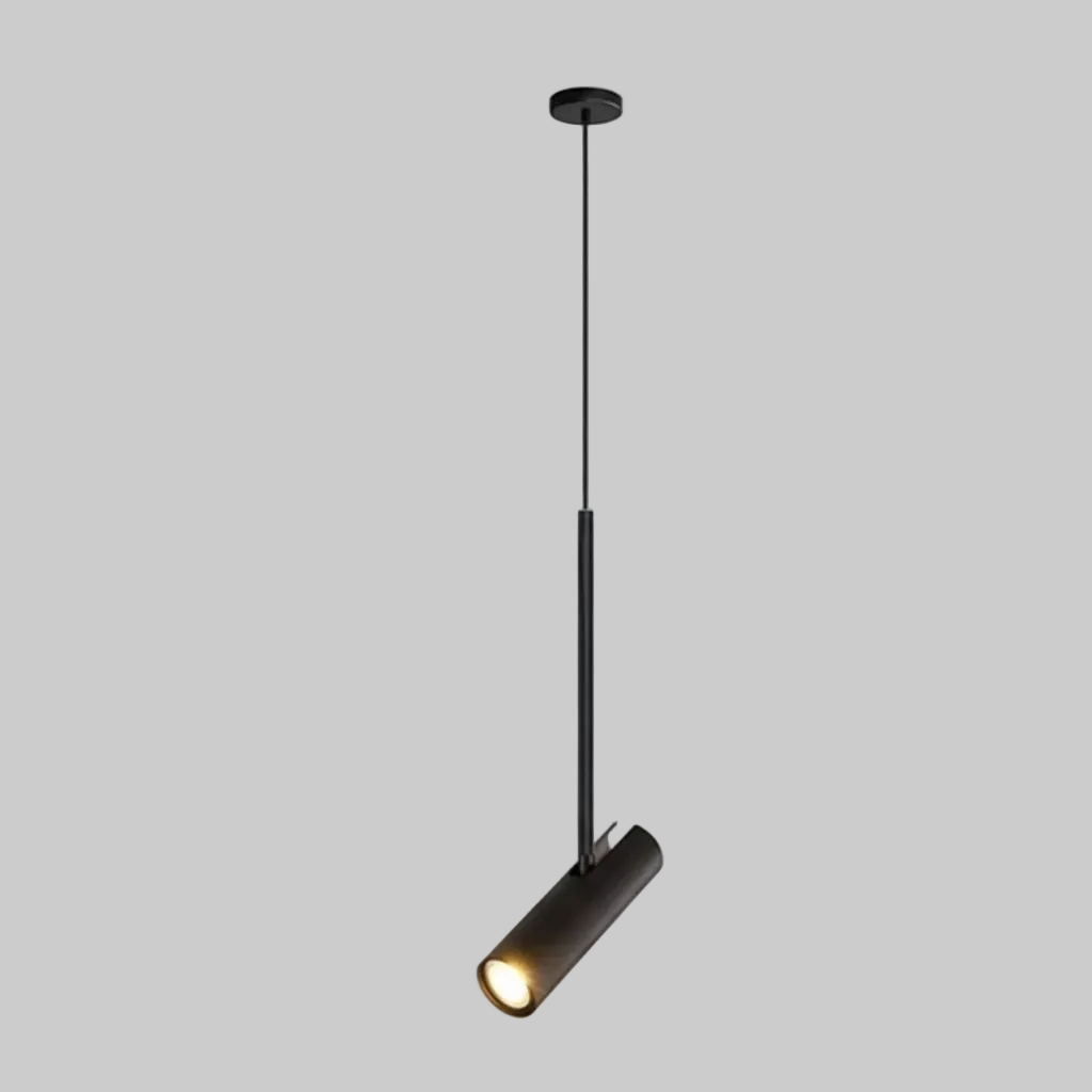 Flyn Cylindrical Pendant Light Black Single Head | Celestre