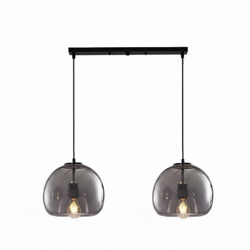 Lurea Glass Dome Pendant Light Smoke 2 Head | Celestre