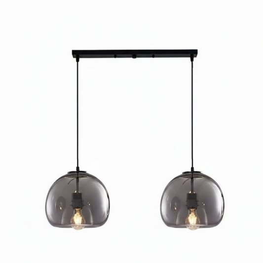 Lurea Glass Dome Pendant Light Smoke 2 Head | Celestre