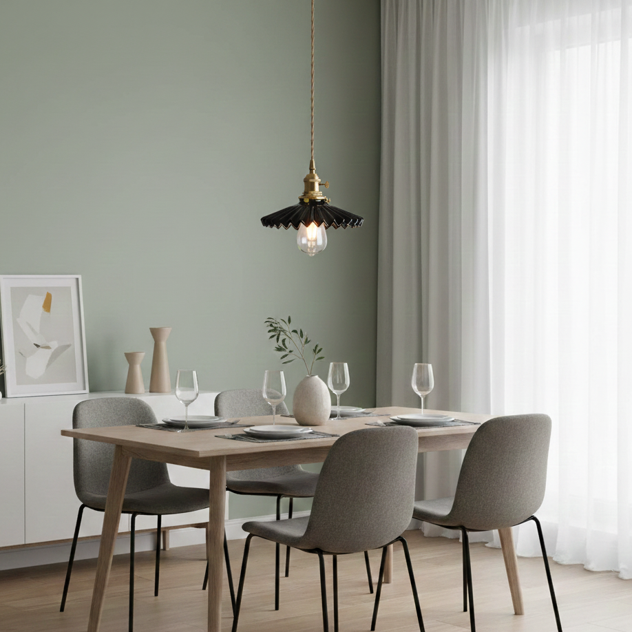 Osta Pleated Ceramic Pendant Light | Celestre