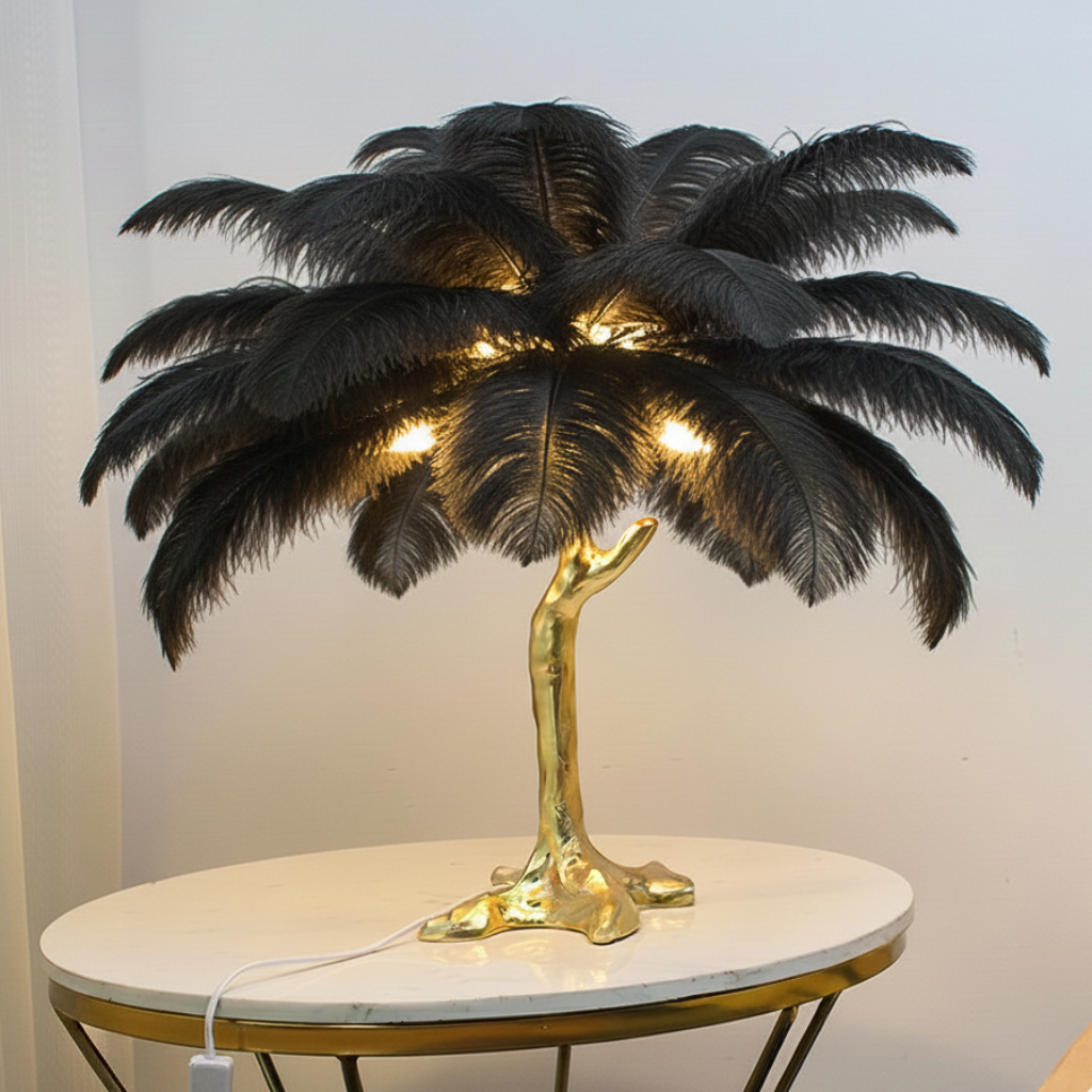 Virel Feather Floor Lamp Black H60 cm-25 Feathers | Celestre