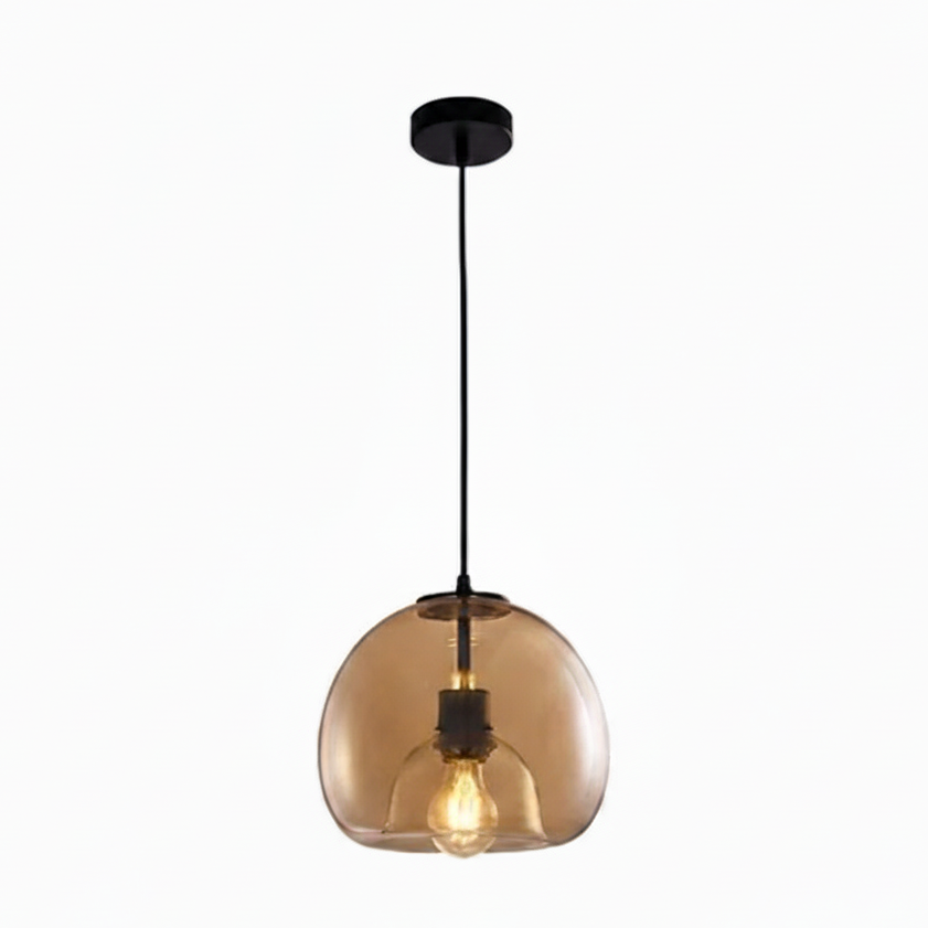 Lurea Glass Dome Pendant Light Amber Single Head | Celestre