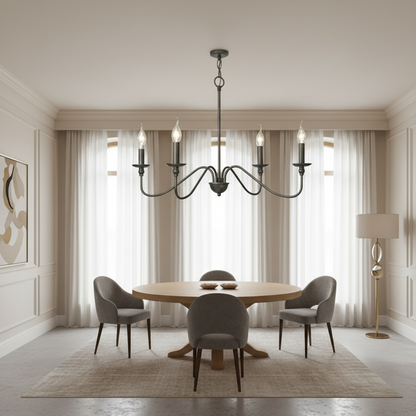 Levni Retro American Style Chandelier Black 4 Heads | Celestre