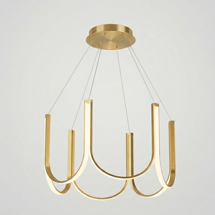 Jexo U Shaped Round Chandelier Gold 6 Heads | Celestre