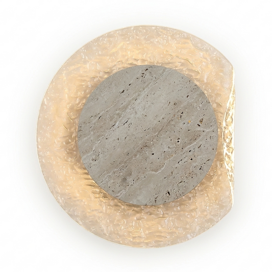 Giru Travertine Disc Textured Wall Light | Celestre
