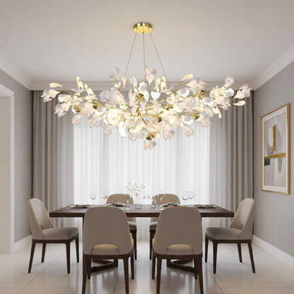 Sevra Gingko Leaf Ceramic Chandelier L 100 cm | Celestre