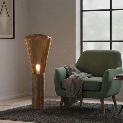 Elsen Nordic Wooden Glass Lamp Amber Large | Celestre