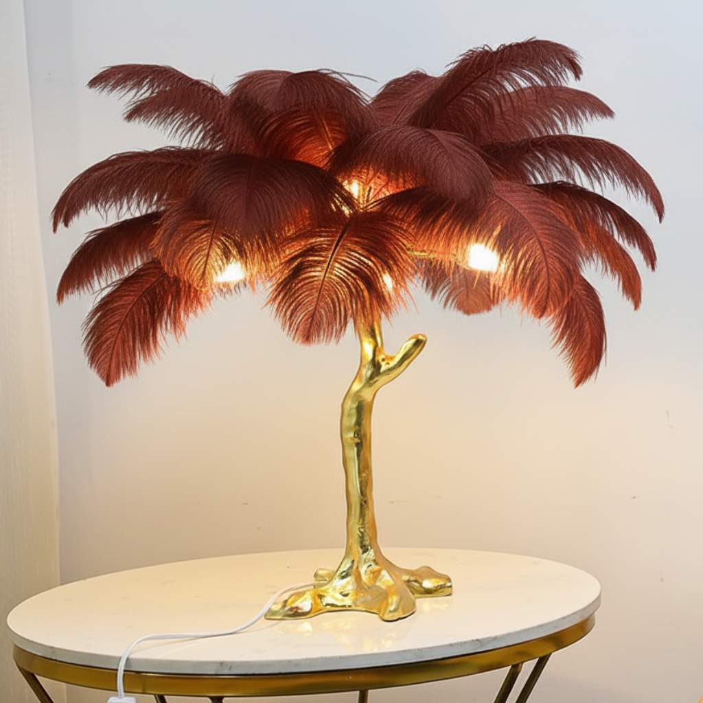 Virel Feather Floor Lamp Red H60 cm-25 Feathers | Celestre