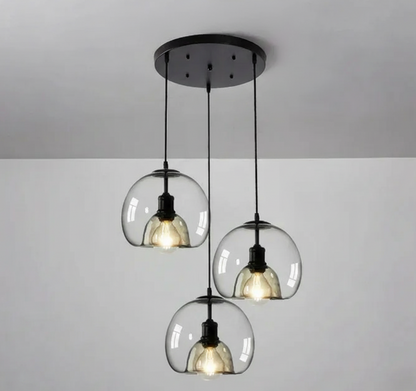Lurea Glass Dome Pendant Light Smoke 3 Head | Celestre