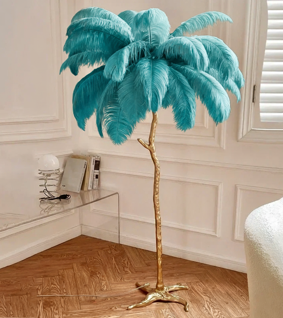 Virel Feather Floor Lamp Peacock blue | Celestre