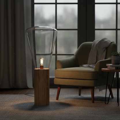 Elsen Nordic Wooden Glass Lamp Transparent Large | Celestre