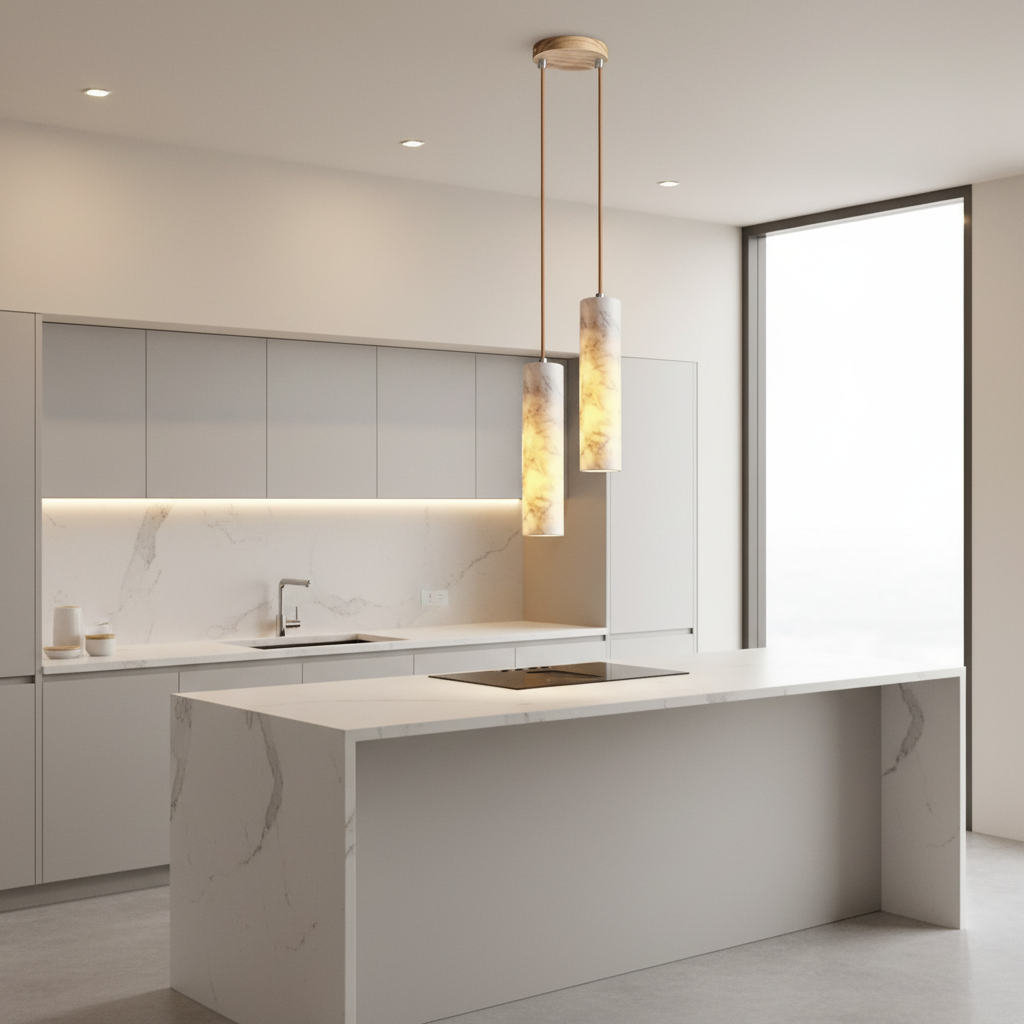 Olri Alabaster Cylindrical Pendant Light 25cm 2 Head | Celestre