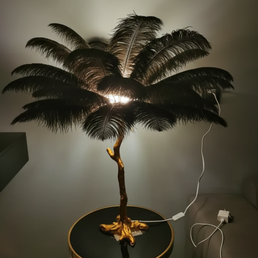 Virel Feather Floor Lamp Black H80 cm-25 Feathers | Celestre