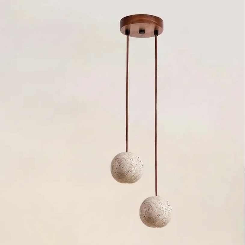 Leze Vintage Travertine Pendant Light 2 Head | Celestre