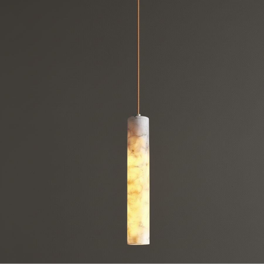Olri Alabaster Cylindrical Pendant Light 35cm Single Head | Celestre