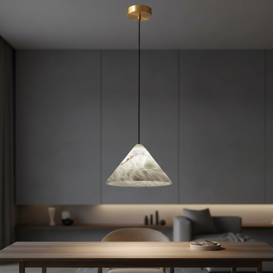 Brix Alabaster Conical Pendant Light D 30 cm x H 20 cm | Celestre