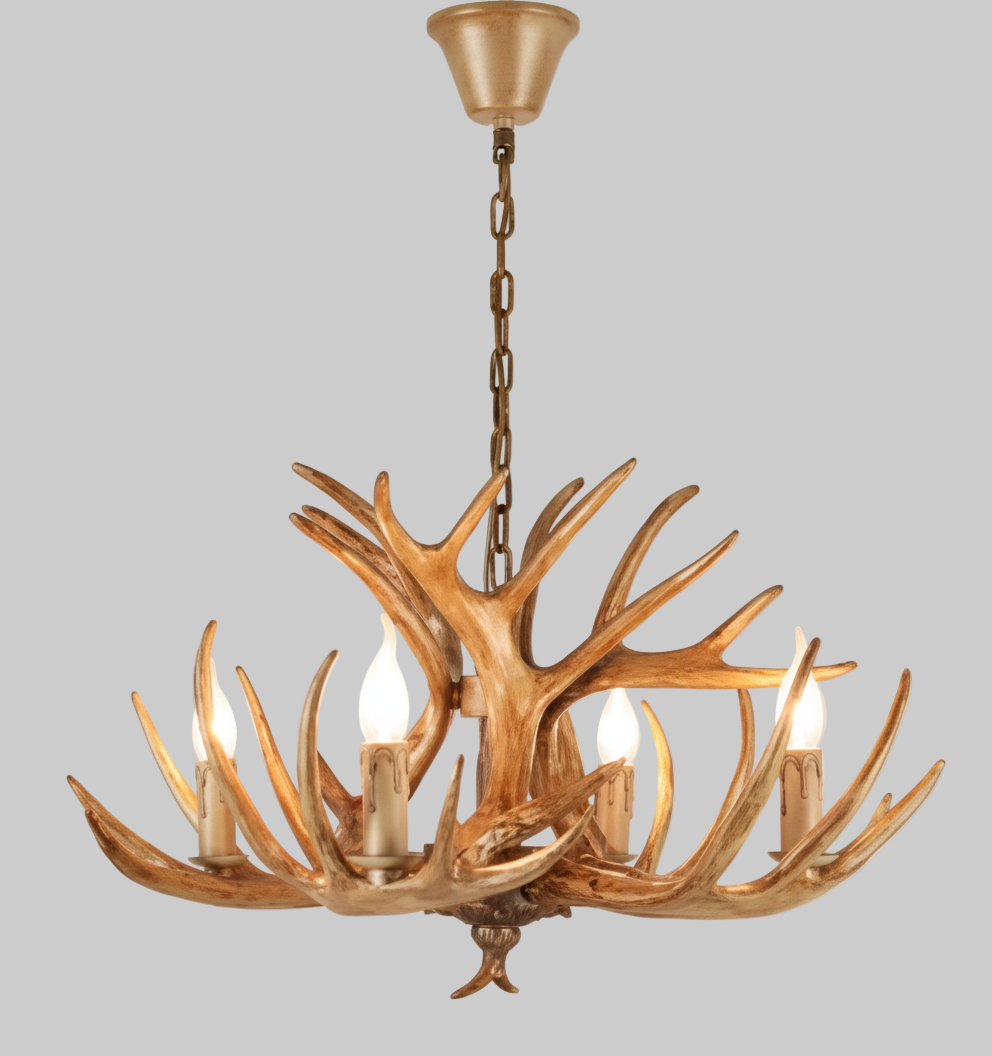 Ovle Retro Deer Antlers Candle Chandelier 65x40cm 4 Heads | Celestre